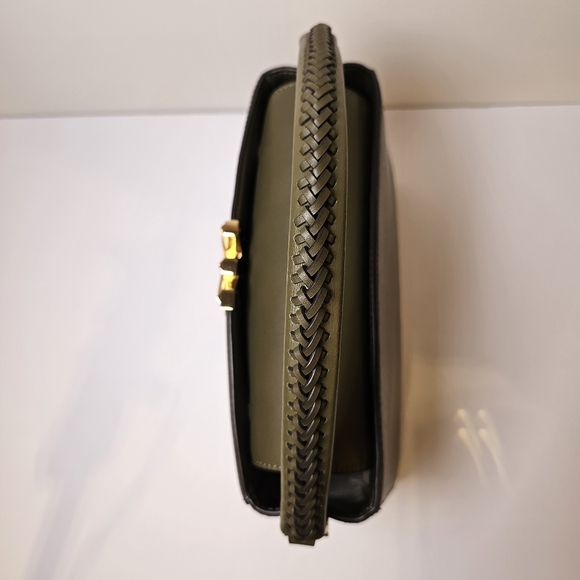 Michael Kors medium Karlie crossbody satchel olive leather gold hardware bag - Picture 6 of 14